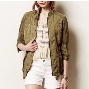 ANTHROPOLOGIE HEI HEI Marias army green eyelet jacket